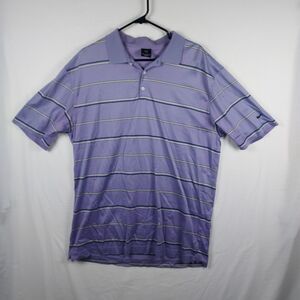 Nike Golf Dri-Fit Purple Striped Polo, Size L – Moisture-Wicking Performance